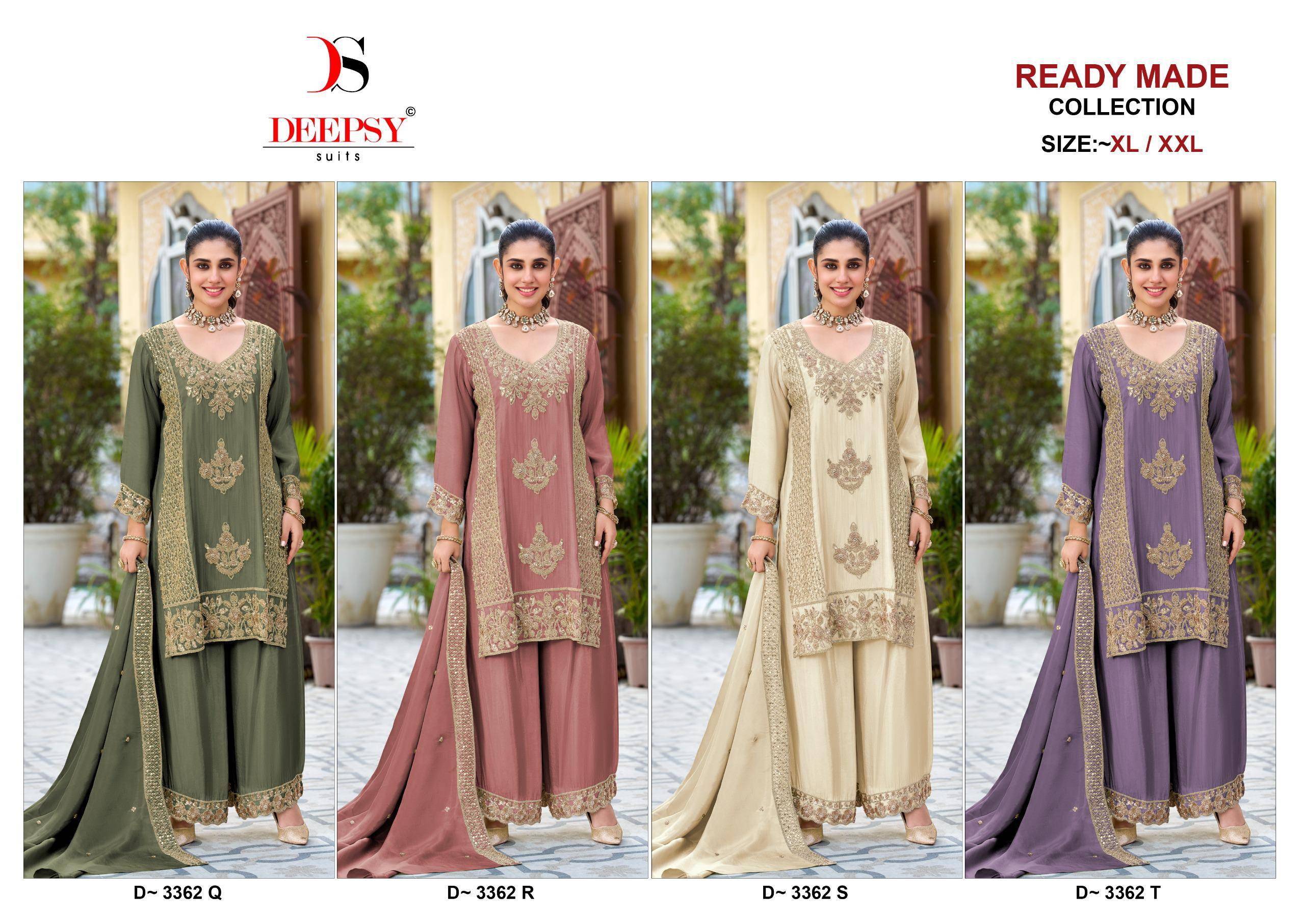 Deepsy D-3362 colors by Deepsy 3362 Q TO 3362 T SERIES Pakistani Stylish Beautiful Colourful Printed & Embroidered Party Dresses At Wholesale Price